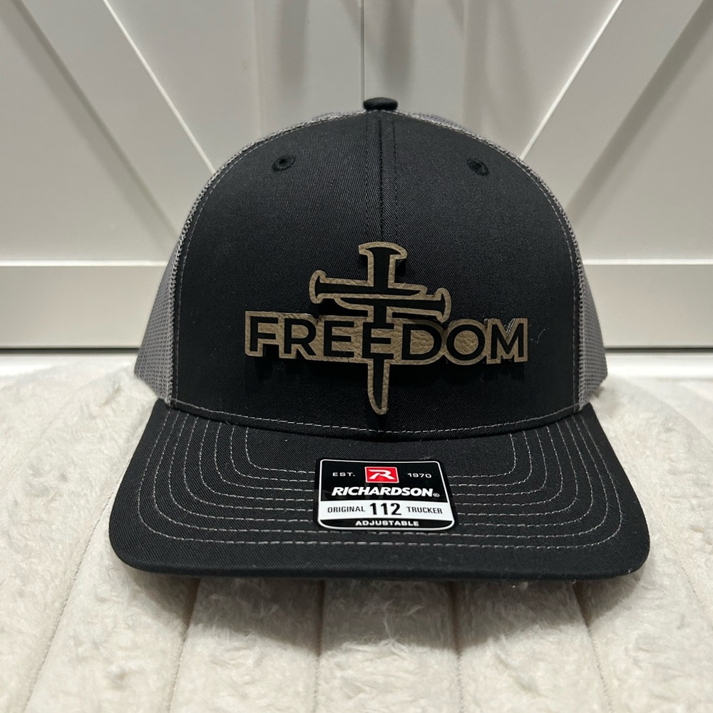 Freedom. Laser engraved Richardson 112 trucker hat